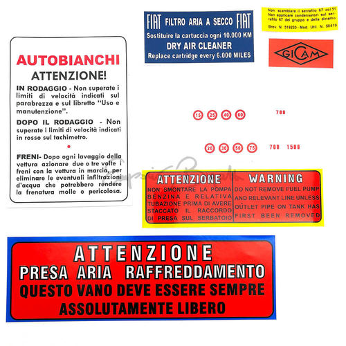 Kit adesivi Alta Qualità completo | Autobianchi 500 Giardiniera | Autobianchi Bianchina |