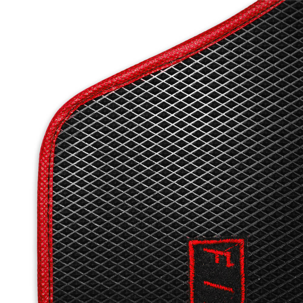 Kit 4 tappeti in gomma bordo Rosso | Fiat 500 N D F L R Giardiniera 
