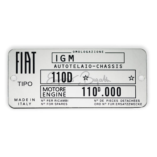 Targhetta identificativa in alluminio | Fiat 500 D |