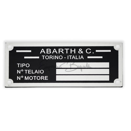 Targhetta identificativa in alluminio | Fiat 500 Abarth |