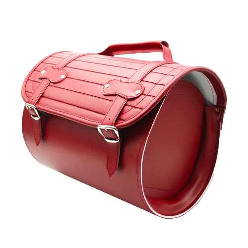 Borsa Valigia cilindrica rivestita in scay Rosso cannellato per portapacchi | Fiat 500 N D F L R |